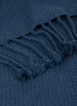 Discount Bouchara PLAID TISSÉ 100% LAINE MARINE