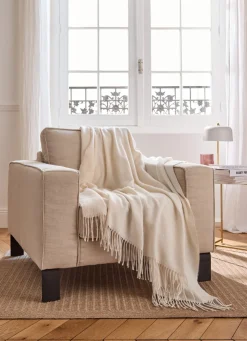 Bouchara PLAID TISSÉ UNI RIVAGE CRÈME