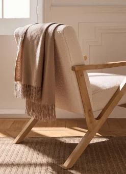 Discount Bouchara PLAID TISSÉ UNI RIVAGE LIN