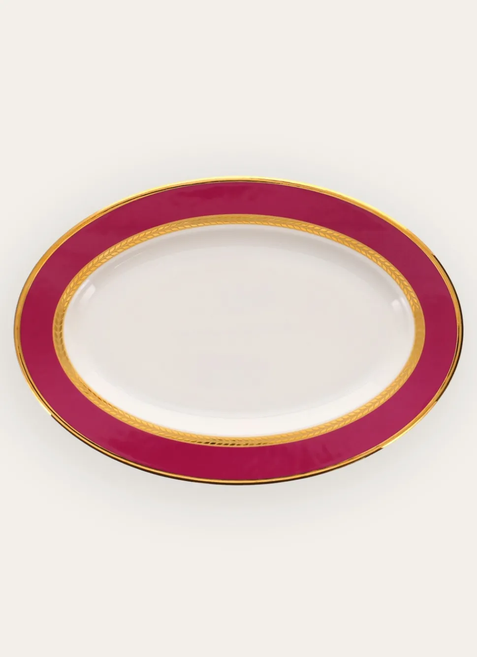 Bouchara PLAT DE PRÉSENTATION EN PORCELAINE ESPRIT VÉNITIEN ROSE FUCHSIA