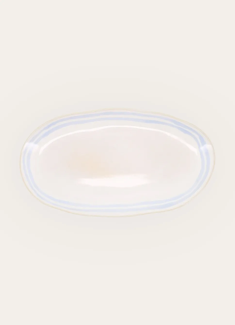 Hot Bouchara PLAT OVALE EN GRÈS CIEL CRÈME / BLEU