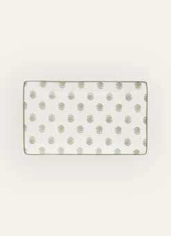 Outlet Bouchara PLAT RECTANGULAIRE EN PORCELAINE GALM BLANC / VERT