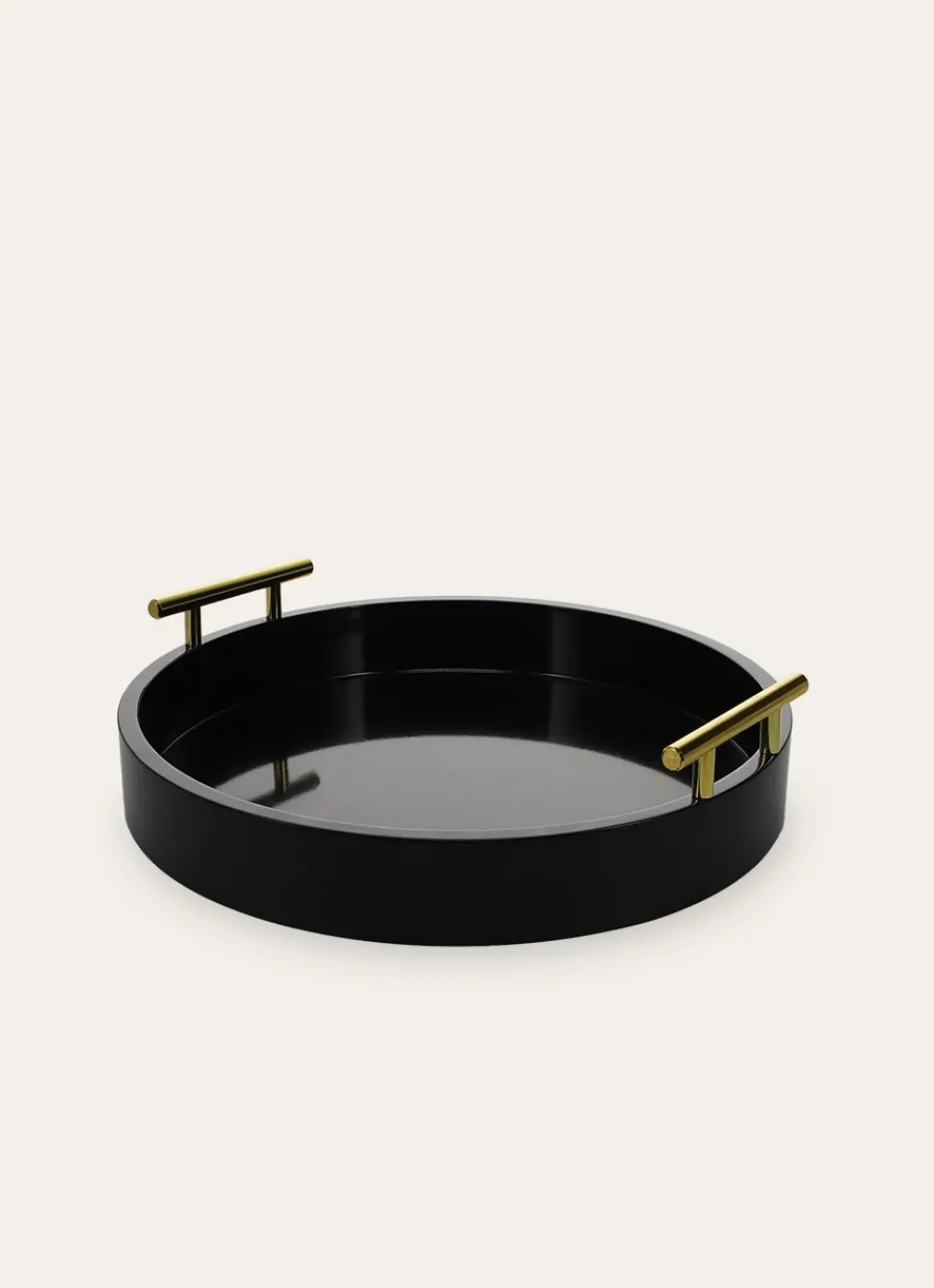 Clearance Bouchara PLATEAU EN BOIS LAQUÉ AVEC POIGNÉE DORÉE NOIR