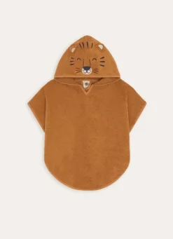Sale Bouchara PONCHO DE BAIN EN ÉPONGE TËTE DE TIGRE BRODÉE OCRE