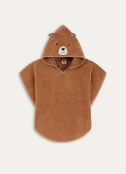 New Bouchara PONCHO DE BAIN ENFANT EN VELOURS ÉPONGE OURSON MARRON