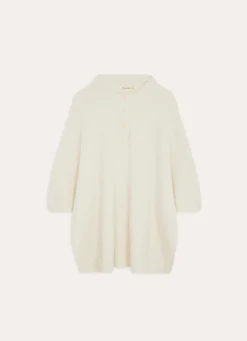 Bouchara PONCHO EN MAILLE CHENILLE COTELÉE ECRU