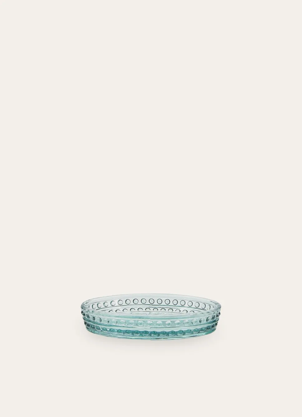 Outlet Bouchara PORTE-SAVON EN VERRE COLORÉ GRAVURES DE FLEURS BLEU CLAIR