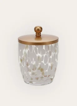 Discount Bouchara POT DE SALLE DE BAIN MODERNE EFFET TACHETÉ BLANC/DORE