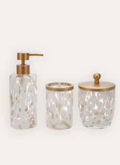 Discount Bouchara POT DE SALLE DE BAIN MODERNE EFFET TACHETÉ BLANC/DORE