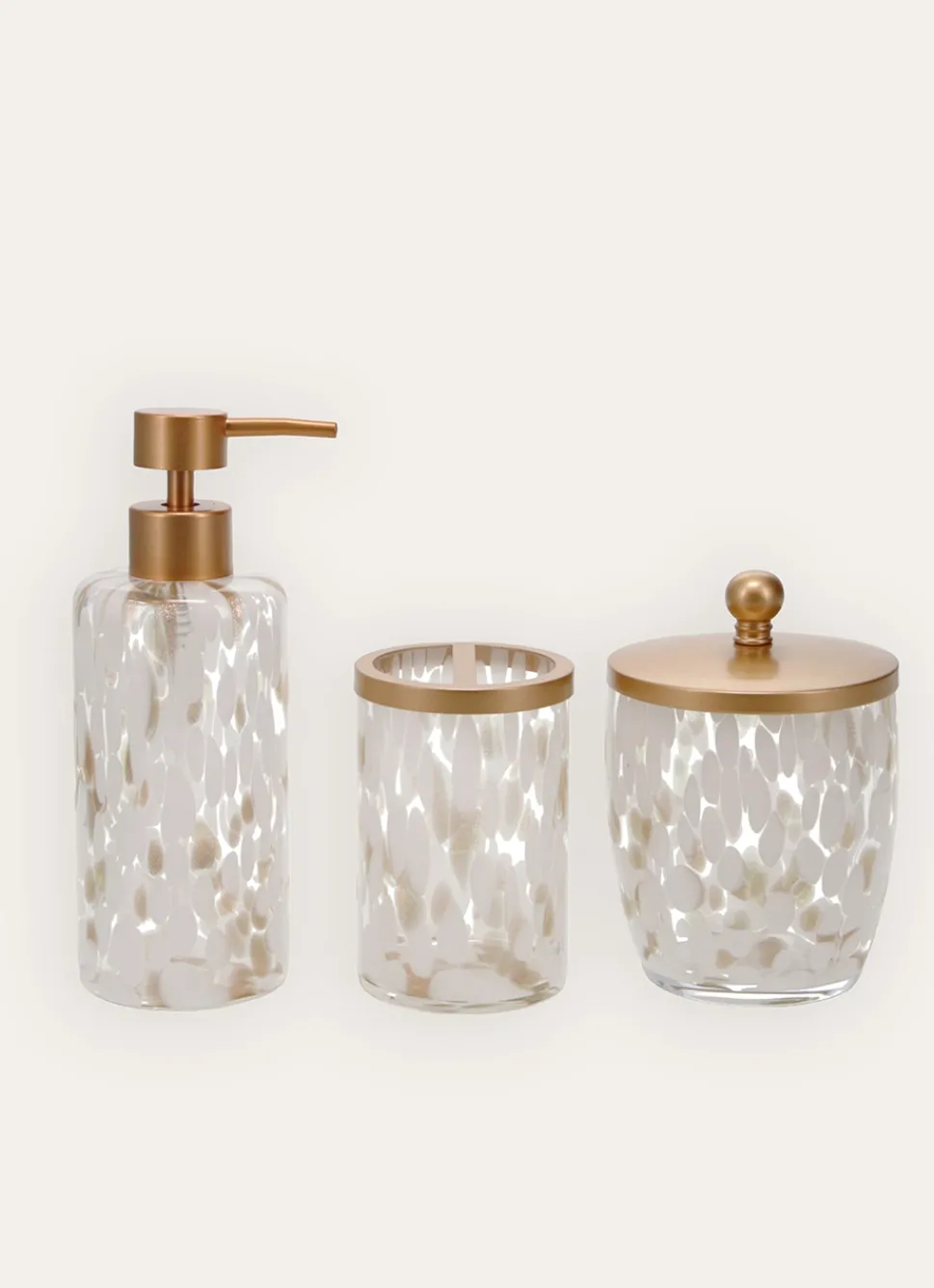 Discount Bouchara POT DE SALLE DE BAIN MODERNE EFFET TACHETÉ BLANC/DORE