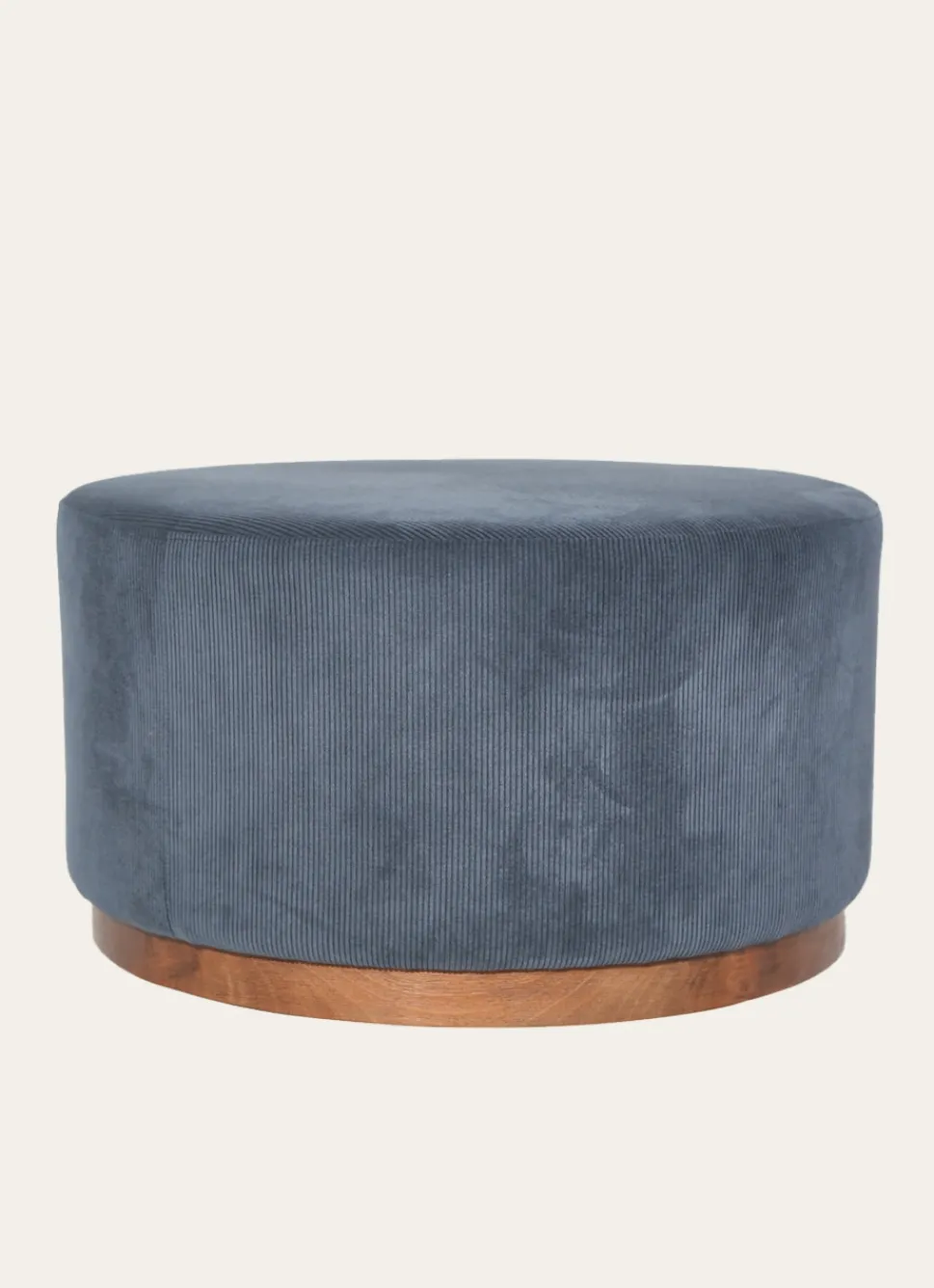 Discount Bouchara POUF CÔTELÉ BAS EN BOIS RIBS BLEU FONCÉ