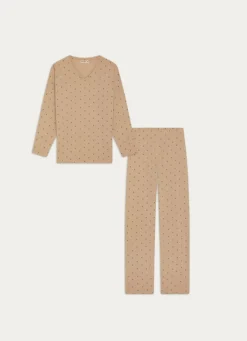 Sale Bouchara PYJAMA EN COTON LEAF ÉCRU