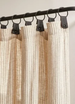 Clearance Bouchara RIDEAU À RAYURES VERTICALES FINITION CUIR ET MÉTAL BEIGE