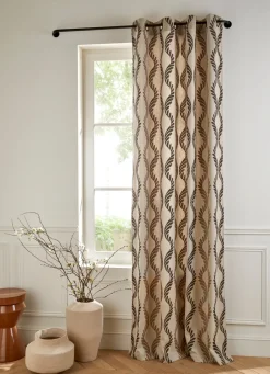 Bouchara RIDEAU BRODÉ DESSIN FEUILLAGE BEIGE