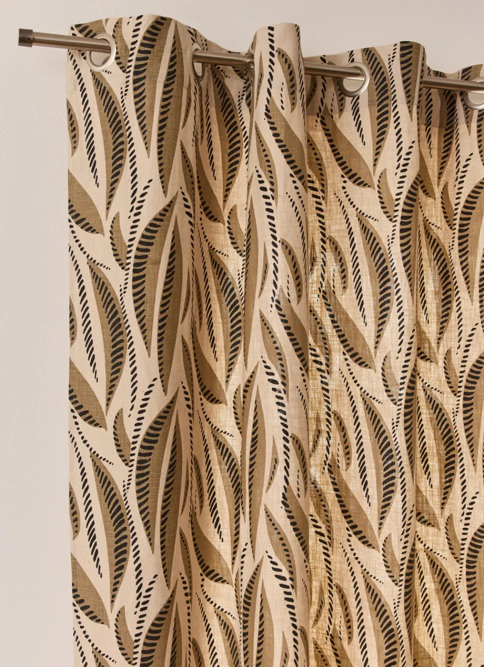 Clearance Bouchara RIDEAU EN COTON ET LIN IMPRIMÉ ARGILE