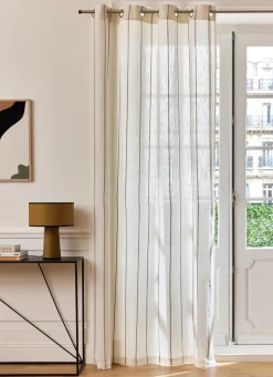Bouchara RIDEAU EN COTON LÉGER TAMISANT À RAYURES NATUREL