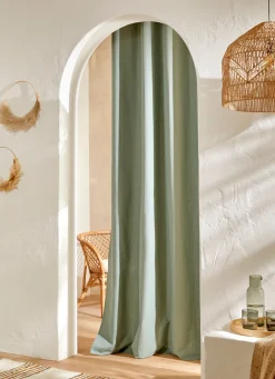Clearance Bouchara RIDEAU EN COTON ÉPAIS UNI VERT LICHEN