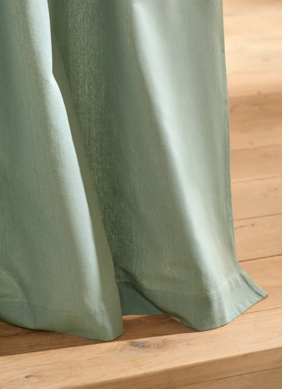 Clearance Bouchara RIDEAU EN COTON ÉPAIS UNI VERT LICHEN