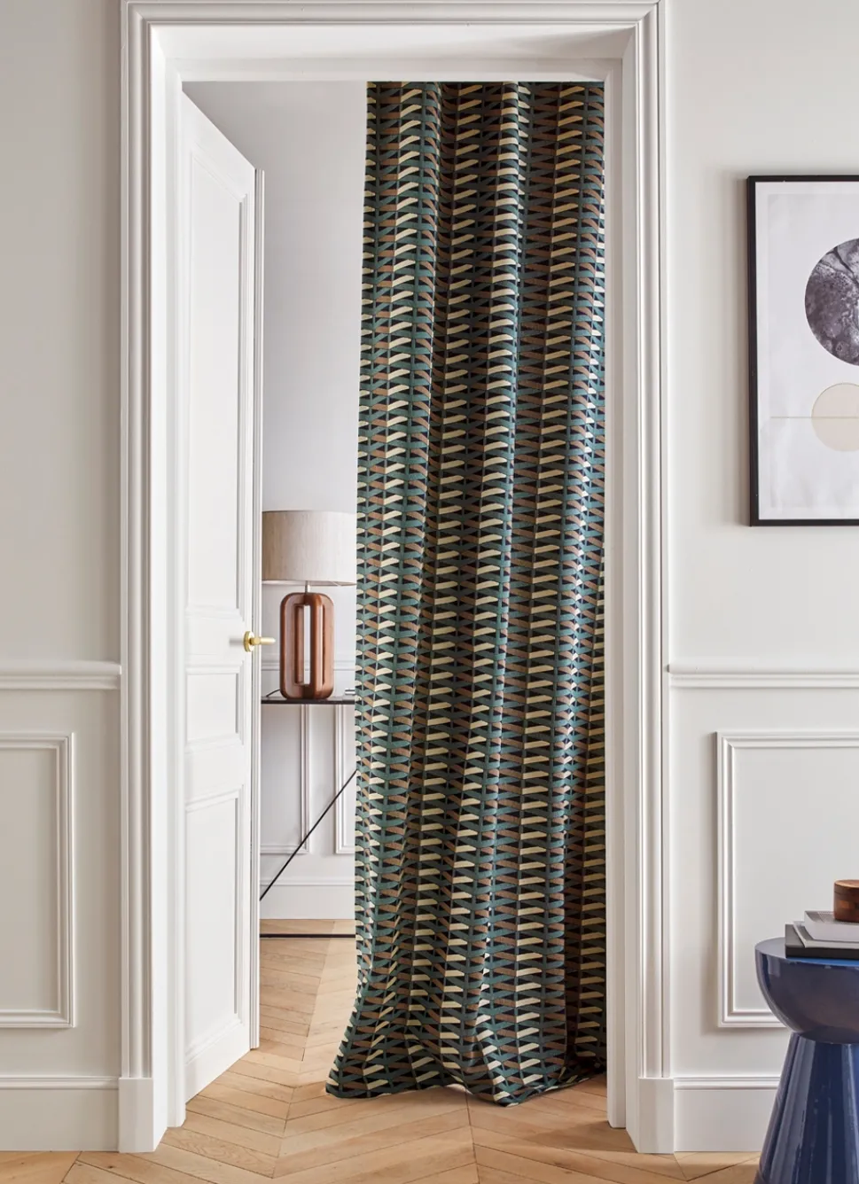 Hot Bouchara RIDEAU EN JACQUARD MOTIF GÉOMETRIQUE vert