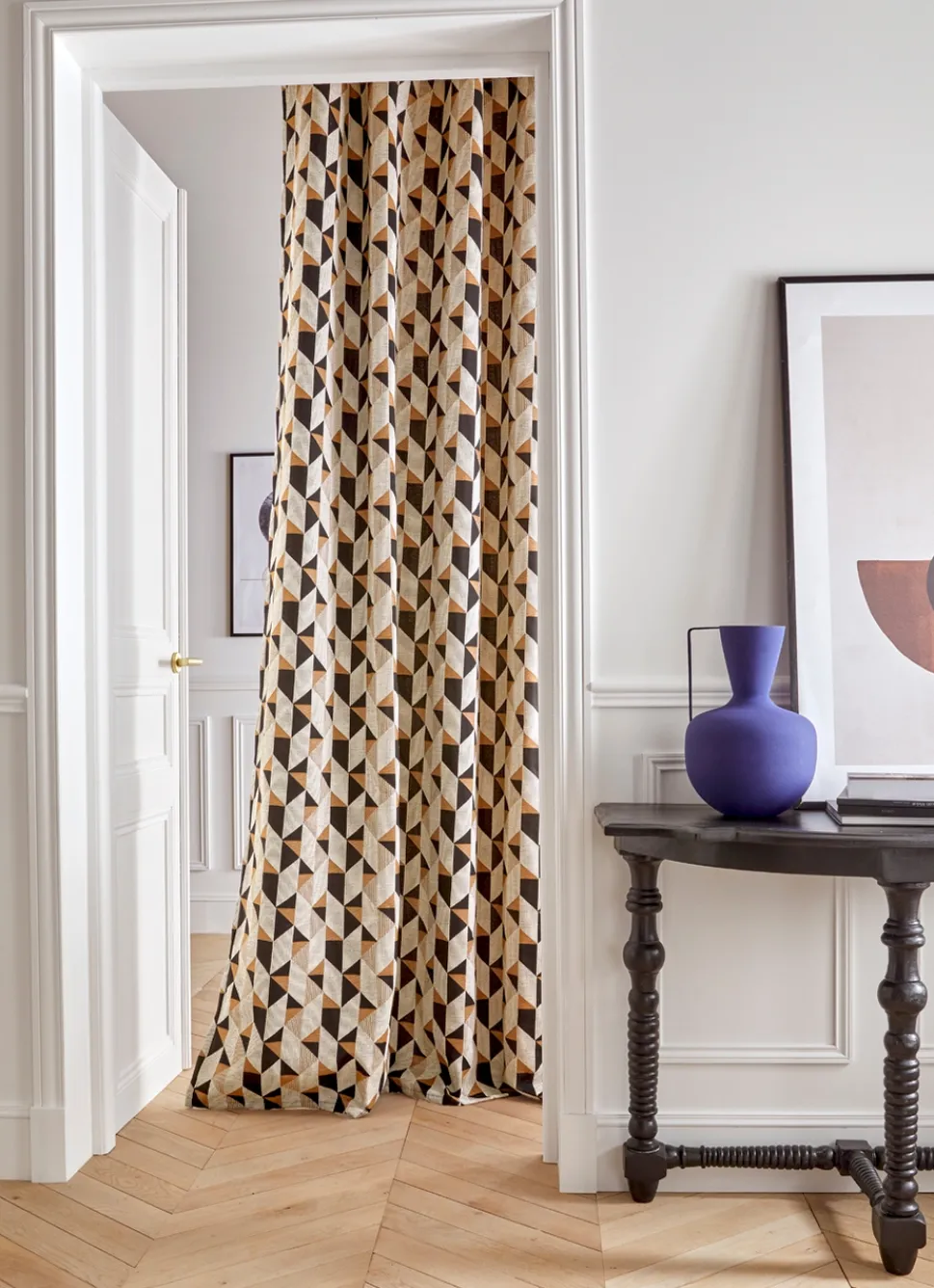 Hot Bouchara RIDEAU EN JACQUARD MOTIFS GÉOMÉTRIQUES BRONZE