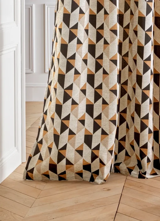 Hot Bouchara RIDEAU EN JACQUARD MOTIFS GÉOMÉTRIQUES BRONZE - Doux Intérieur