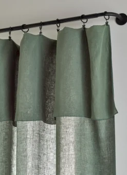 New Bouchara RIDEAU EN LIN LAVÉ BOURDON OLIVE