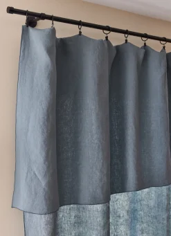 Sale Bouchara RIDEAU EN LIN LAVÉ BOURDON BLEU