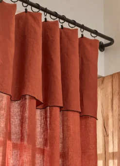 Online Bouchara RIDEAU EN LIN LAVÉ ET BOURDON ARGILE ROUGE