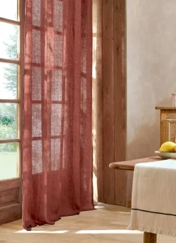 Discount Bouchara RIDEAU EN LIN LAVÉ ET BOURDON AUBURN