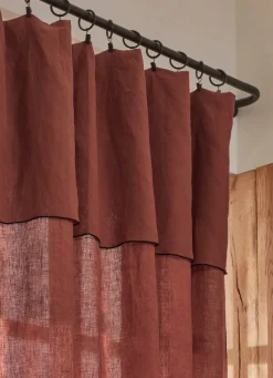 Discount Bouchara RIDEAU EN LIN LAVÉ ET BOURDON AUBURN