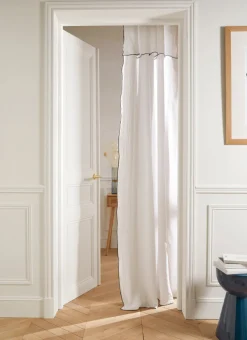 Clearance Bouchara RIDEAU EN LIN LAVÉ ET BOURDON BLANC