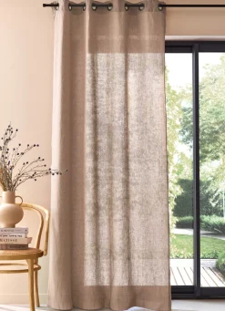 Online Bouchara RIDEAU EN LIN LAVÉ UNI CAFÉ AU LAIT