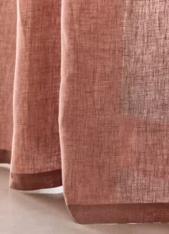 Discount Bouchara RIDEAU EN LIN LAVÉ UNI ROSE