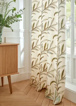 Clearance Bouchara RIDEAU ENTIÈREMENT BRODÉ DE MOTIFS VÉGÉTAUX AMANDE