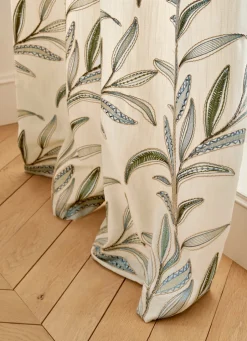 Clearance Bouchara RIDEAU ENTIÈREMENT BRODÉ DE MOTIFS VÉGÉTAUX AMANDE