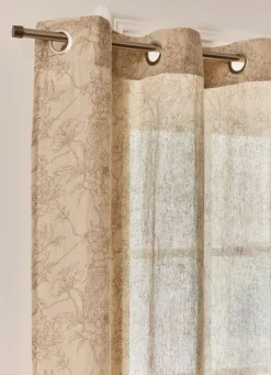 Bouchara RIDEAU FLUIDE IMPRIMÉ DE FLEURS EN COTON ET LIN NATUREL