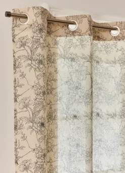 Clearance Bouchara RIDEAU FLUIDE IMPRIMÉ DE FLEURS EN COTON ET LIN ECRU