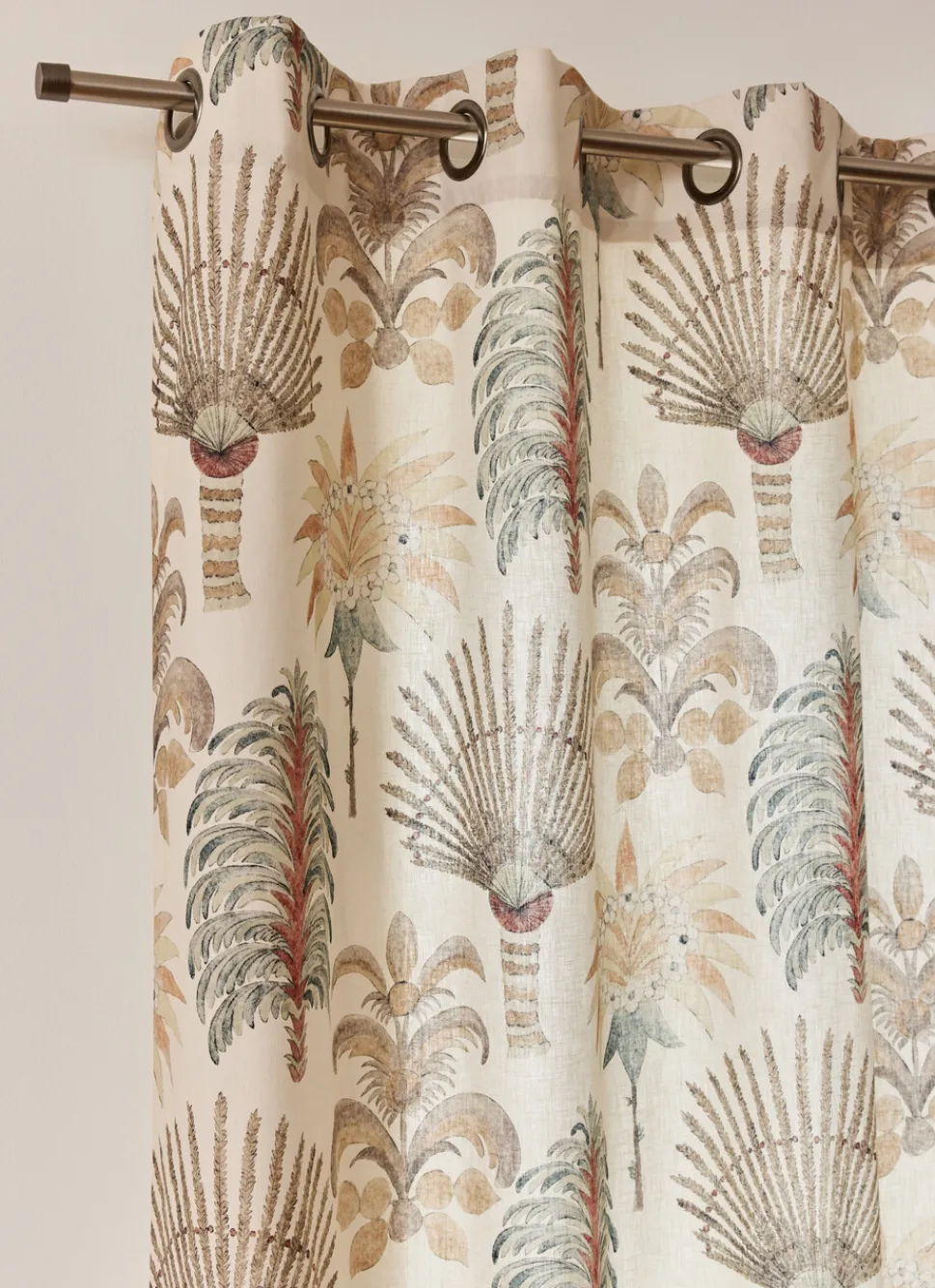 Best Bouchara RIDEAU IMPRIMÉ À PALMIERS EN COTON ECRU