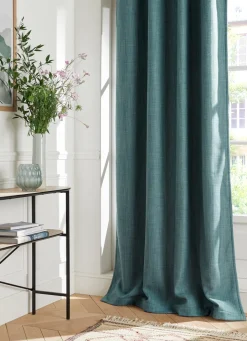 Clearance Bouchara RIDEAU ISOLANT THERMIQUE UNI TEXTURÉ BLEU VERT