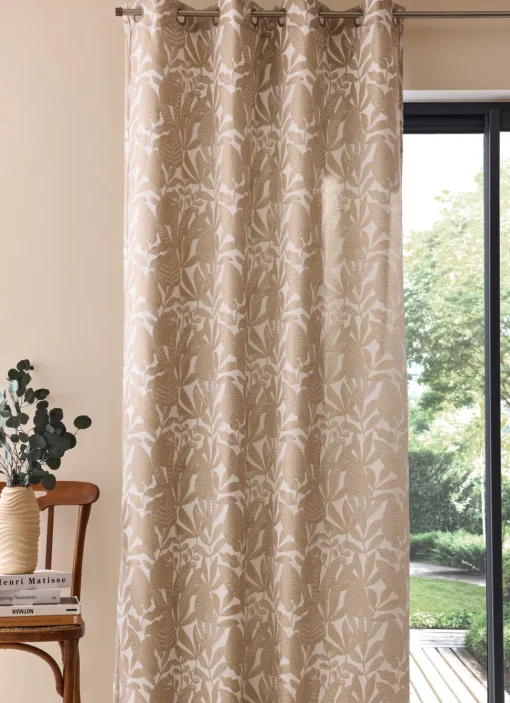 Best Bouchara RIDEAU JACQUARD AVEC MOTIF VÉGÉTAL CONTRASTÉ NATUREL ...