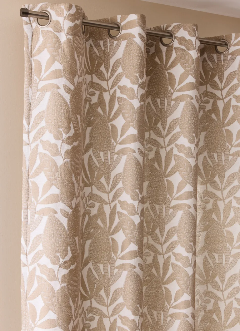 Best Bouchara RIDEAU JACQUARD AVEC MOTIF VÉGÉTAL CONTRASTÉ NATUREL