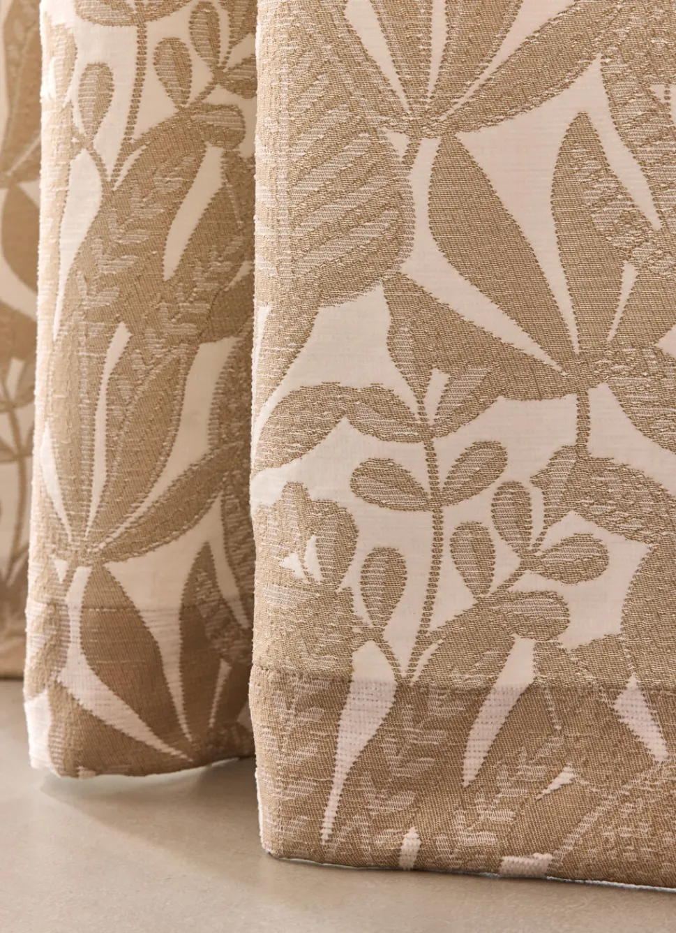 Best Bouchara RIDEAU JACQUARD AVEC MOTIF VÉGÉTAL CONTRASTÉ NATUREL