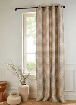 Clearance Bouchara RIDEAU TAMISANT EN JACQUARD GÉOMÉTRIQUE BEIGE