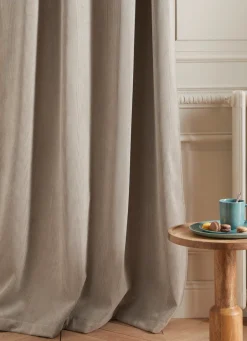 Discount Bouchara RIDEAU TAMISANT UNI EN VELOURS CÔTELÉ PERLE