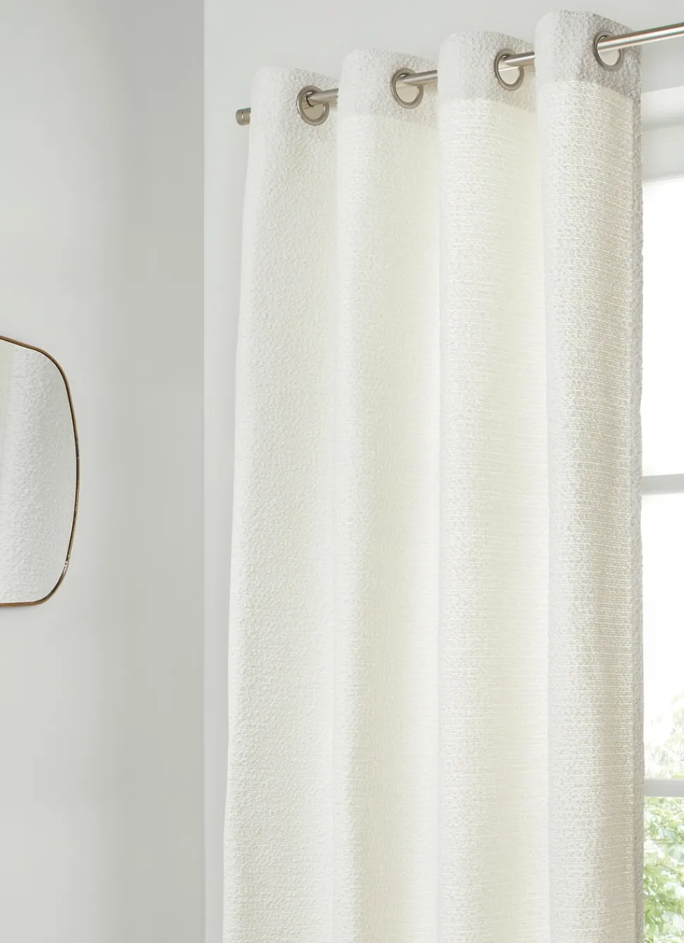 Best Bouchara RIDEAU TEXTURÉ À BOUCLETTES GRANDE HAUTEUR 300CM BLANC