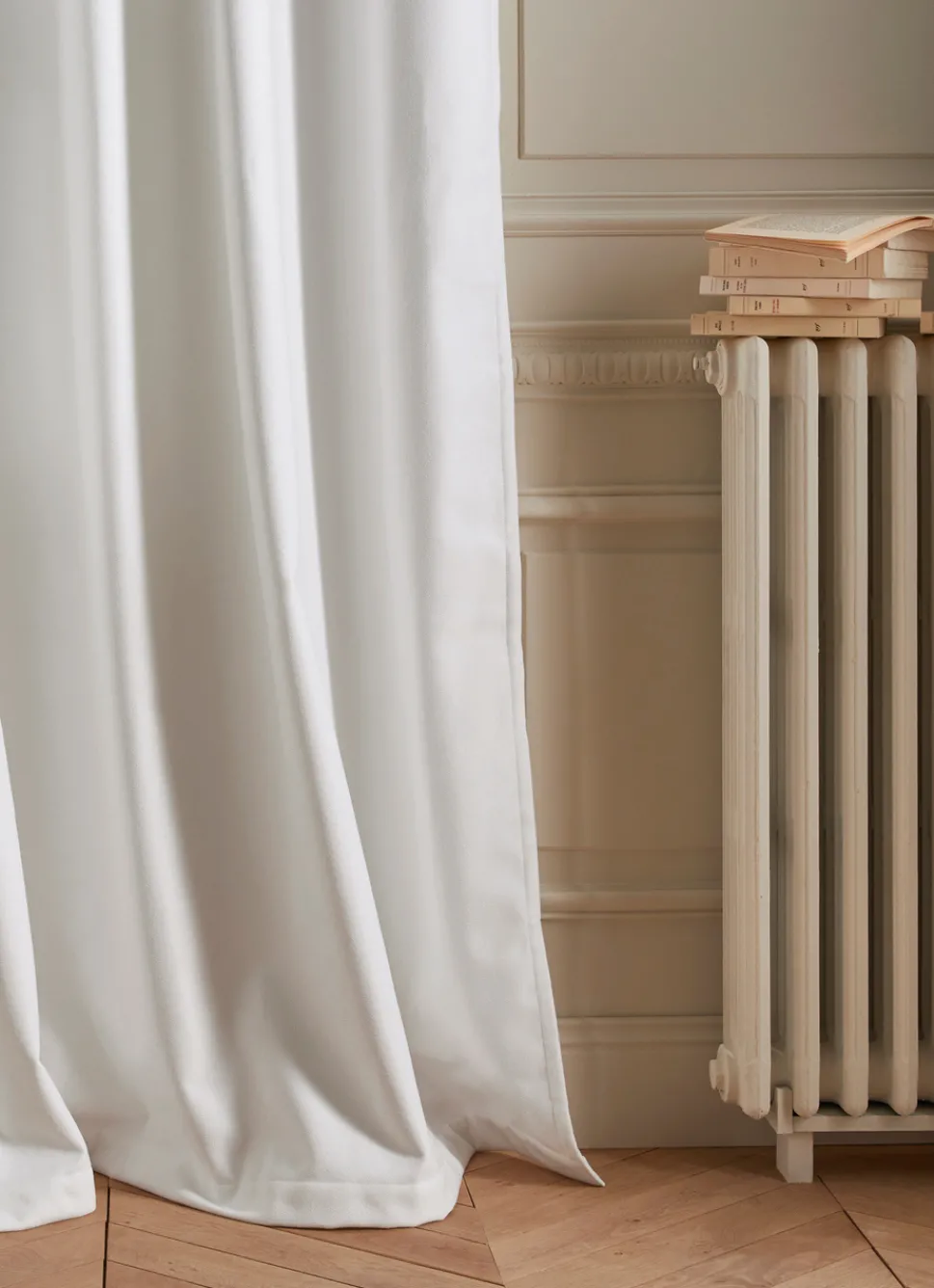 Clearance Bouchara RIDEAU THERMIQUE UNI EFFET VELOURS MAT BLANC