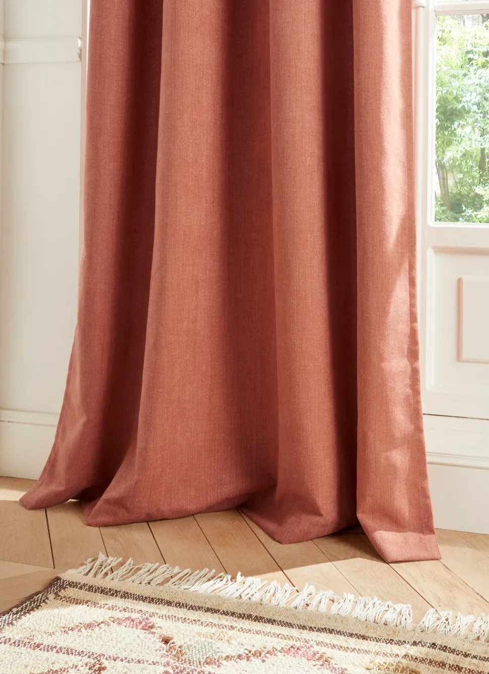 Discount Bouchara RIDEAU UNI AVEC EFFET GRATTÉ ROSE TERRACOTTA