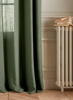 Hot Bouchara RIDEAU UNI EN LIN LAVÉ OLIVE