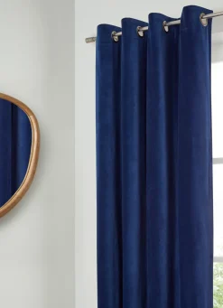 Outlet Bouchara RIDEAU UNI EN VELOURS DE COTON DOUBLÉ MARINE