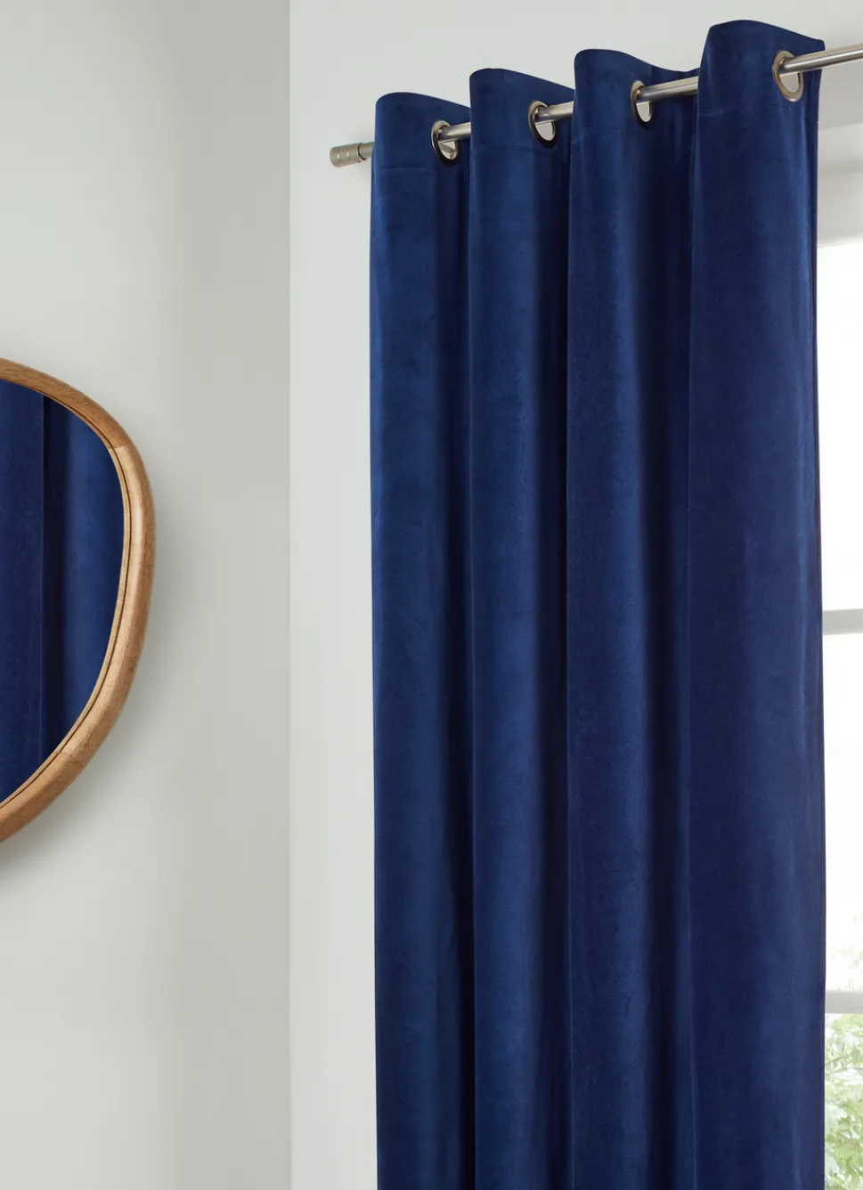 Outlet Bouchara RIDEAU UNI EN VELOURS DE COTON DOUBLÉ MARINE